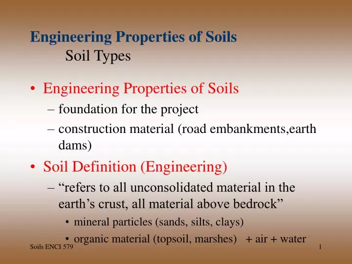 engineering properties of soils soil types