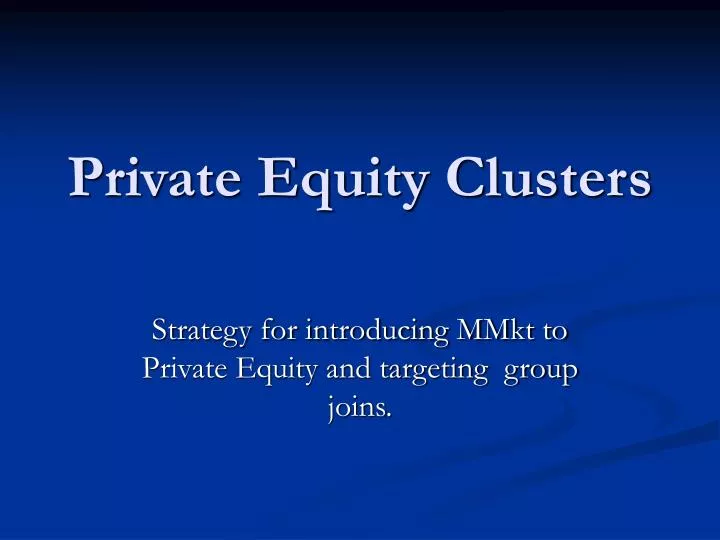 private equity clusters
