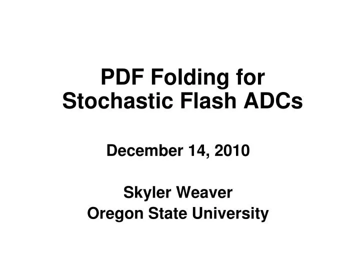 pdf folding for stochastic flash adcs