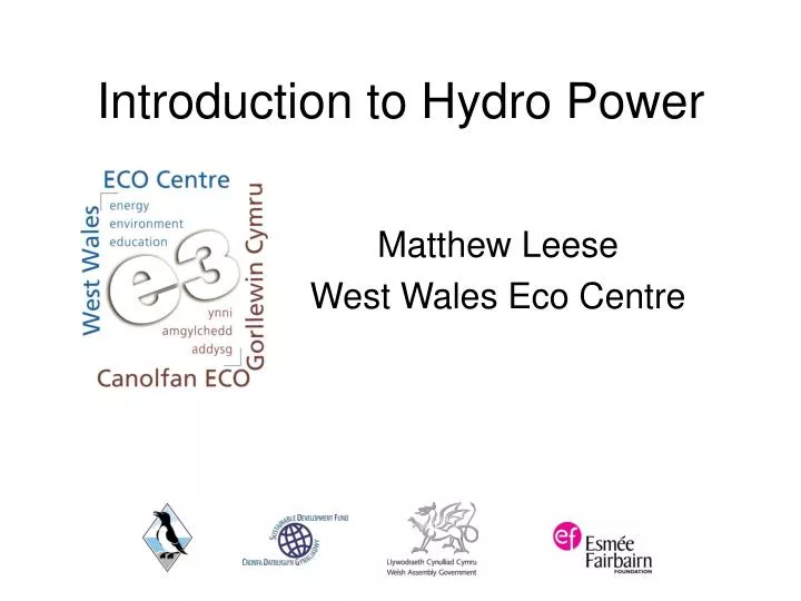 introduction to hydro power