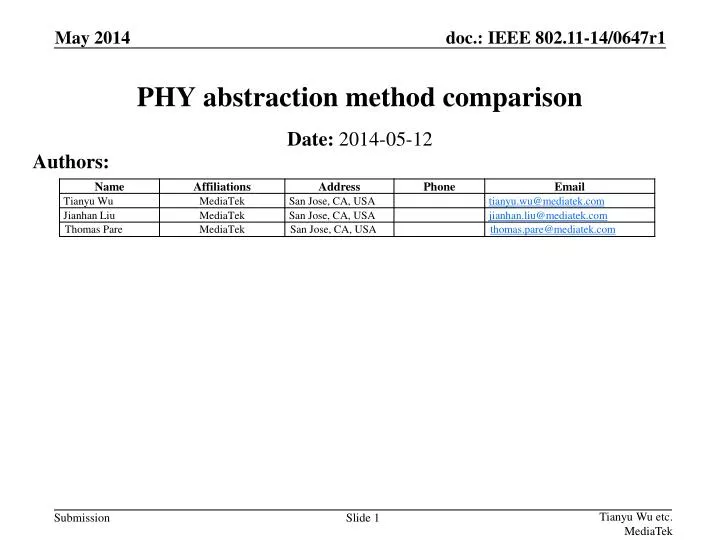 phy abstraction method comparison