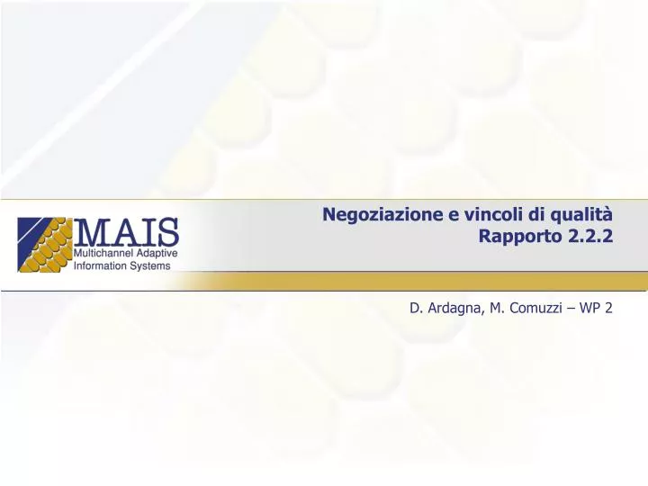 negoziazione e vincoli di qualit rapporto 2 2 2