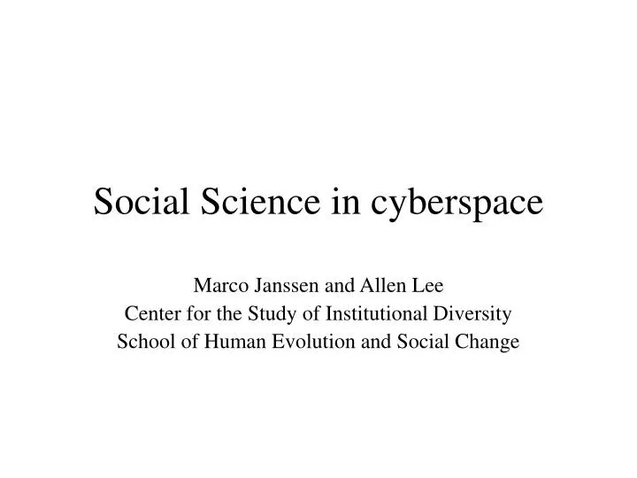social science in cyberspace