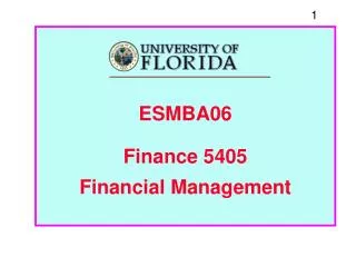 ESMBA06 Finance 5405 Financial Management
