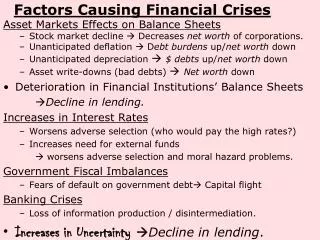 Factors Causing Financial Crises
