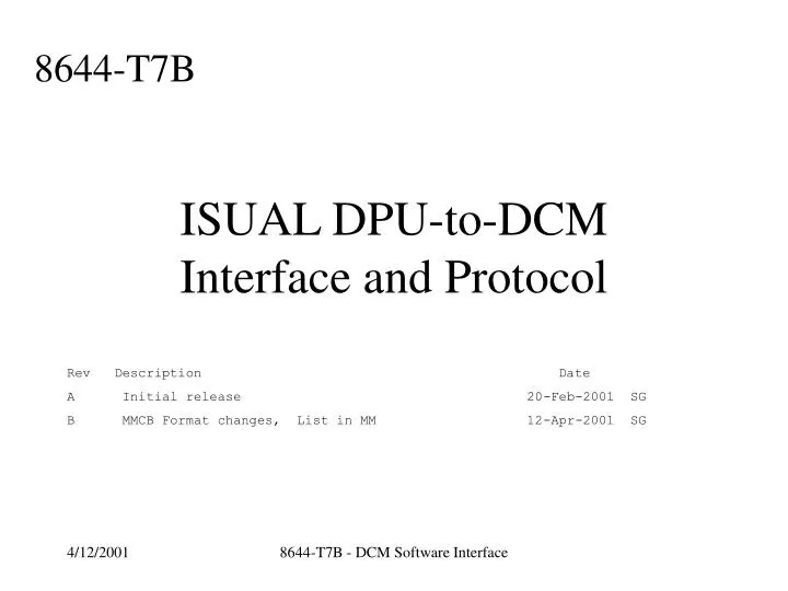 isual dpu to dcm interface and protocol