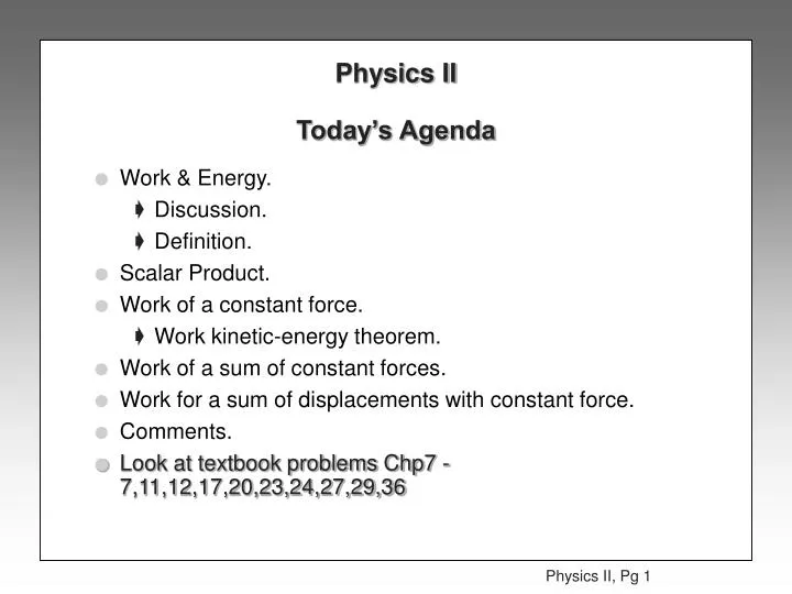 physics ii today s agenda