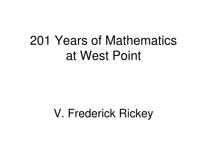 201 years of mathematics at west point