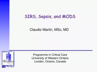 SIRS, Sepsis, and MODS
