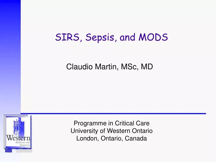 sirs sepsis and mods