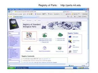 Registry of Parts:
