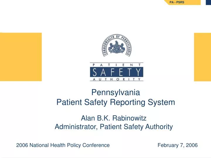 pennsylvania patient safety reporting system