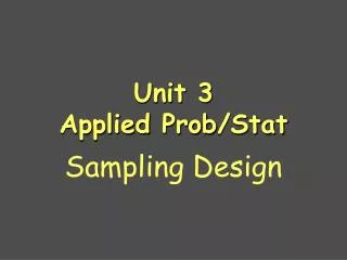Unit 3 Applied Prob /Stat