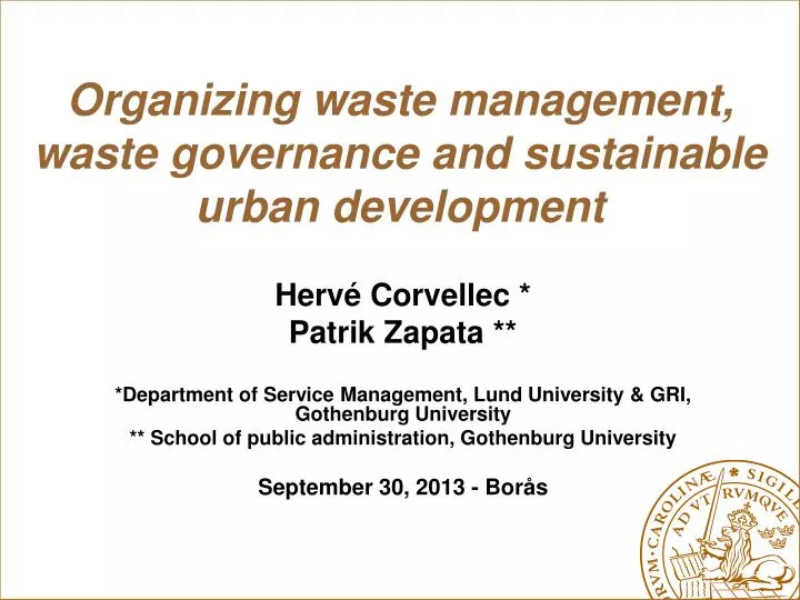 organizing waste management waste governance and sustainable urban development