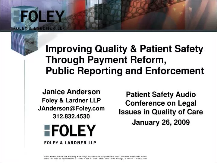 improving quality patient safety through payment reform public reporting and enforcement