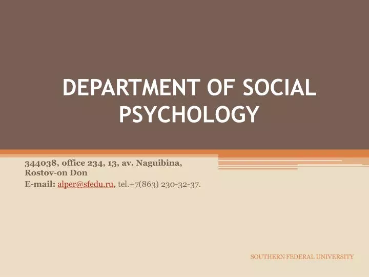 department of social psychology
