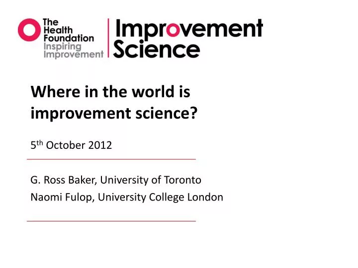 where in the world is improvement science 5 th october 2012