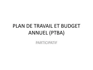 plan de travail et budget annuel ptba