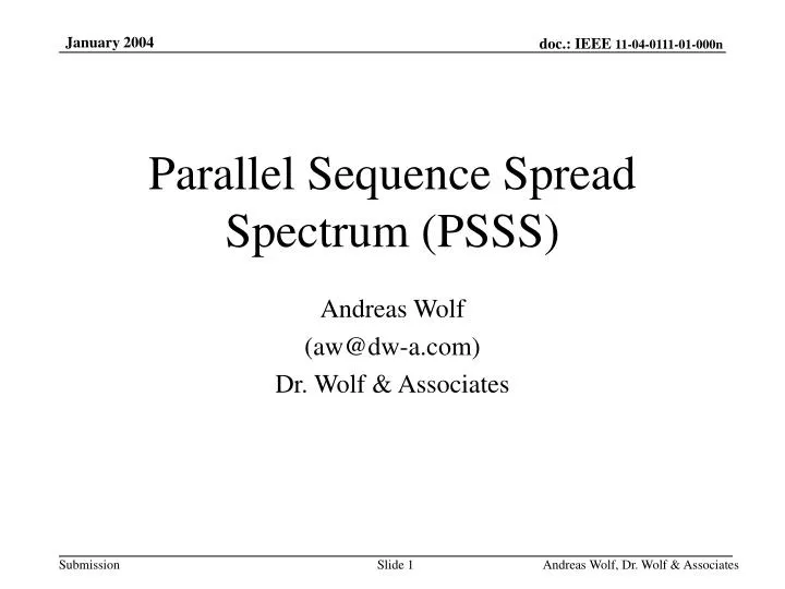 parallel sequence spread spectrum psss