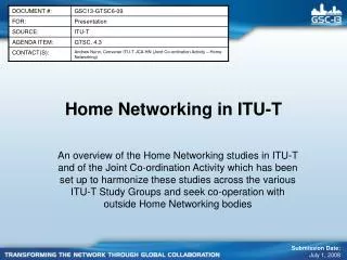 Home Networking in ITU-T