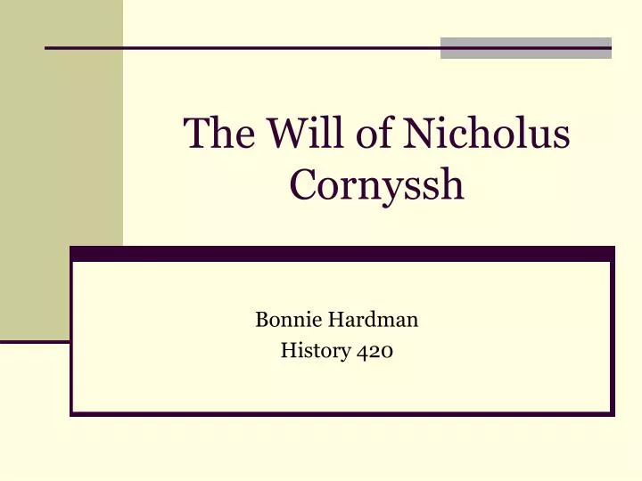 the will of nicholus cornyssh