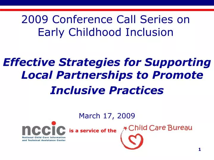2009 conference call series on early childhood inclusion