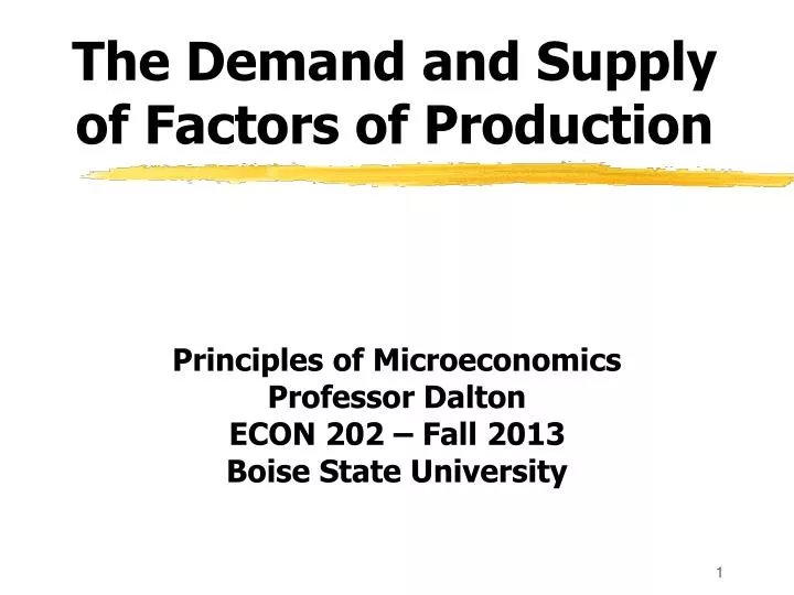 the demand and supply of factors of production