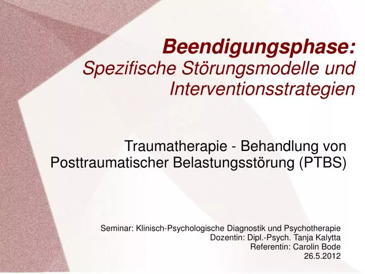 beendigungsphase spezifische st rungsmodelle und interventionsstrategien