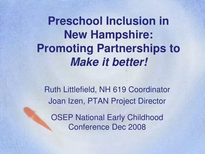 preschool inclusion in new hampshire promoting partnerships to make it better