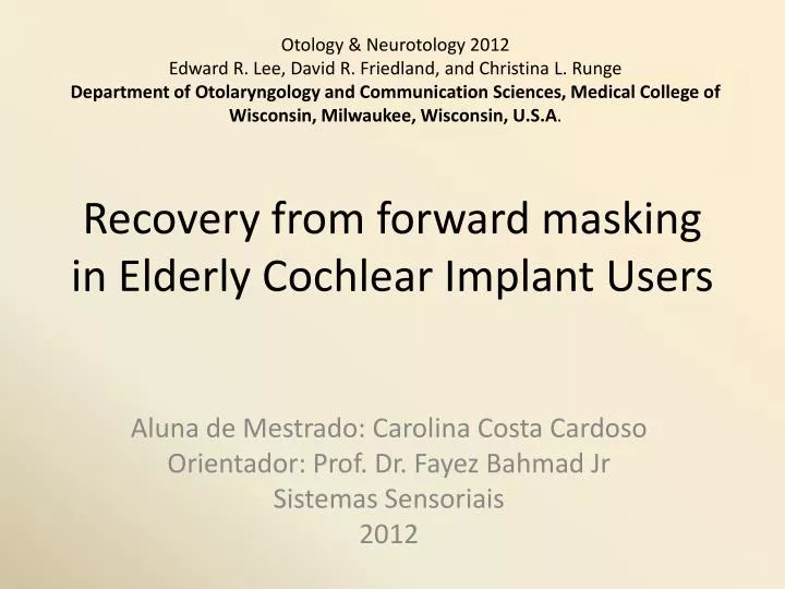 recovery from forward masking in elderly cochlear implant users