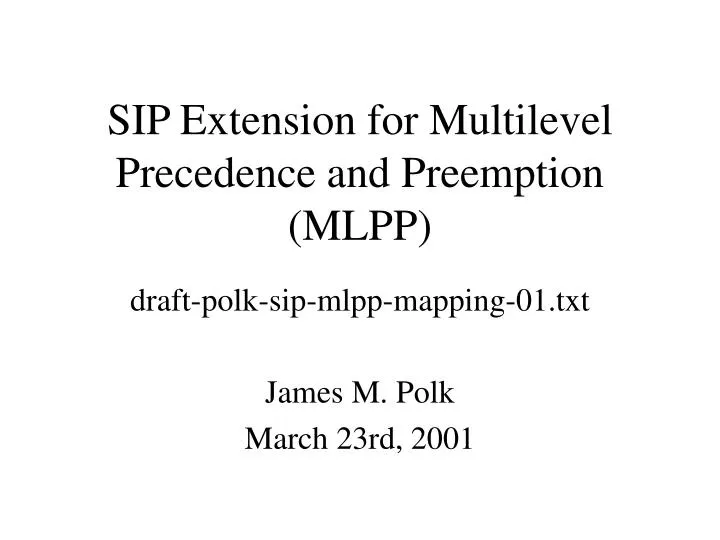 sip extension for multilevel precedence and preemption mlpp