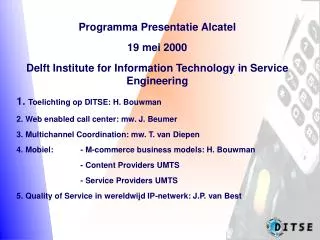 Programma Presentatie Alcatel 19 mei 2000