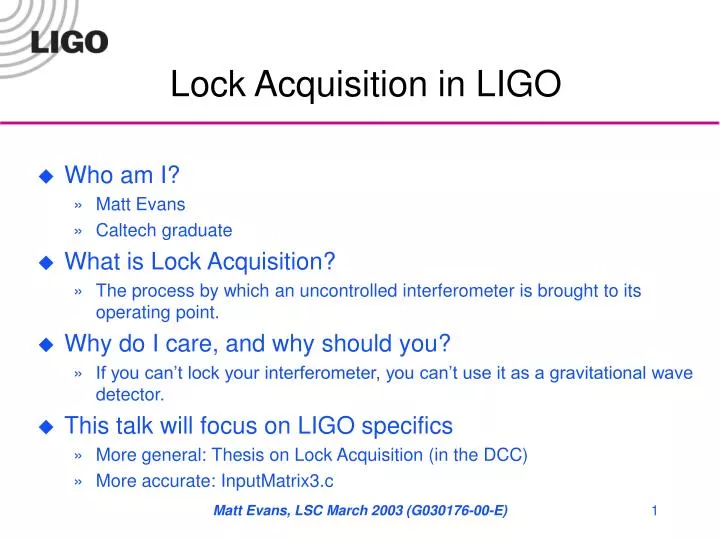 lock acquisition in ligo