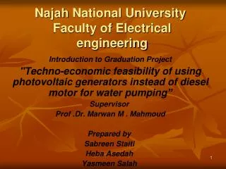 Najah National University Faculty of Electrical engineering