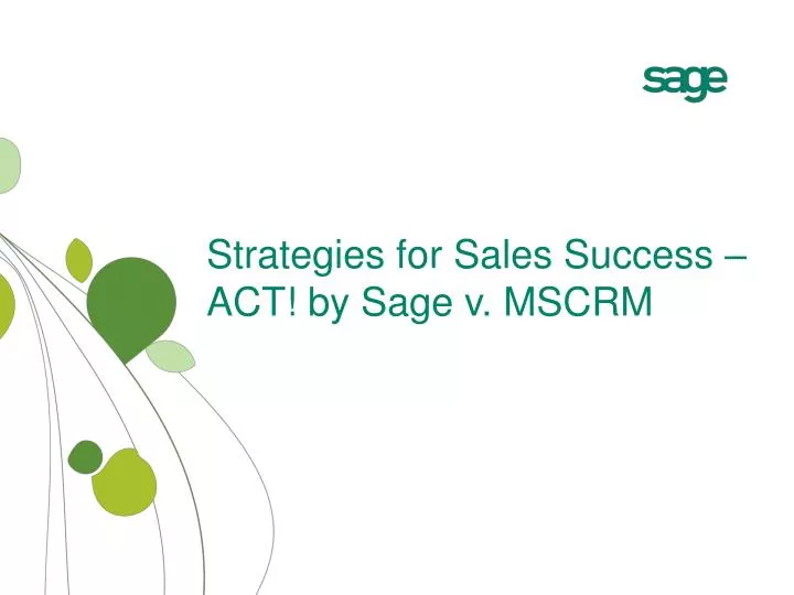 strategies for sales success act by sage v mscrm
