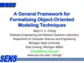 A General Framework for Formalizing Object-Oriented Modeling Techniques
