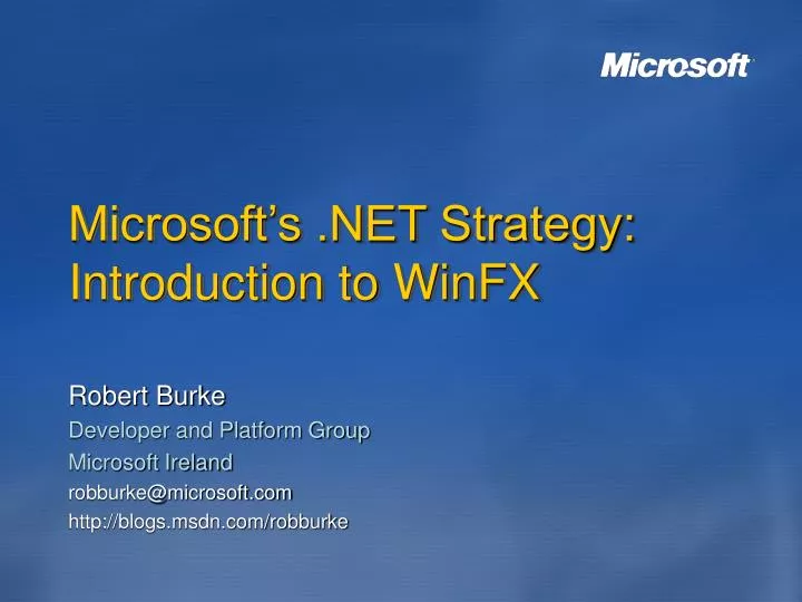 microsoft s net strategy introduction to winfx