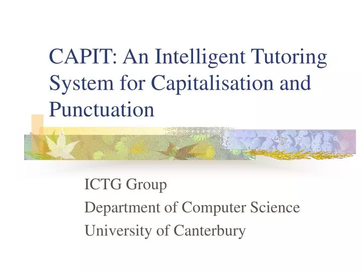 capit an intelligent tutoring system for capitalisation and punctuation