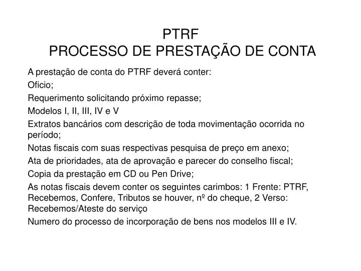 ptrf processo de presta o de conta