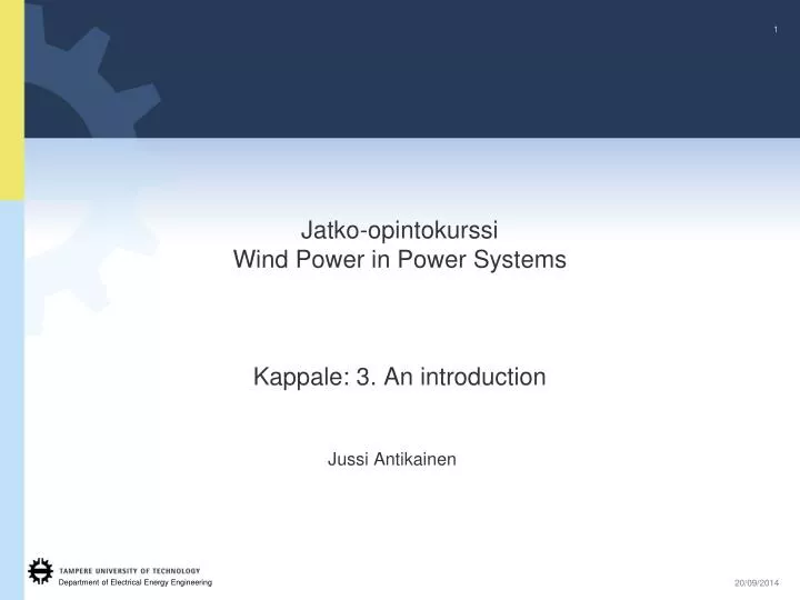 jatko opintokurssi wind power in power systems kappale 3 an introduction