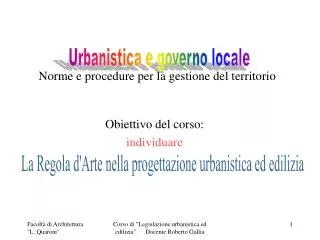 norme e procedure per la gestione del territorio