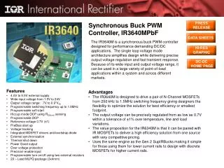 Synchronous Buck PWM Controller, IR3640MPbF