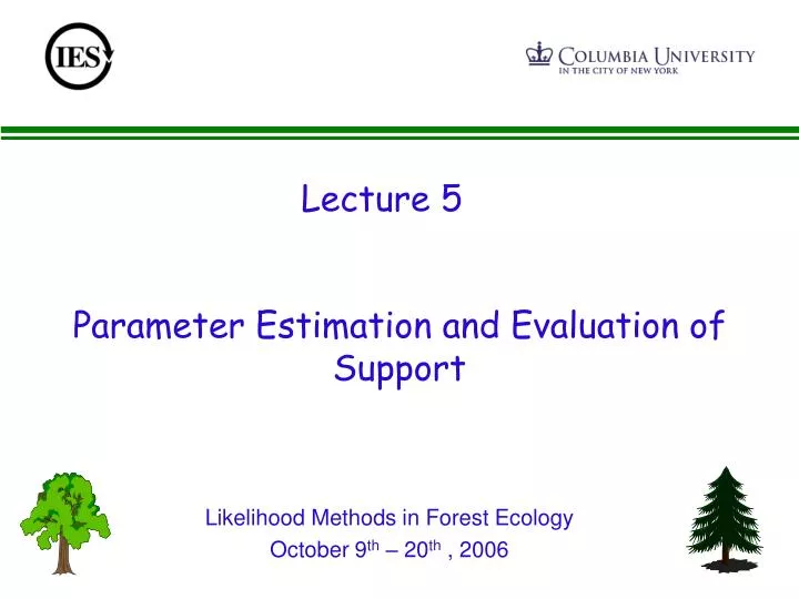 parameter estimation and evaluation of support