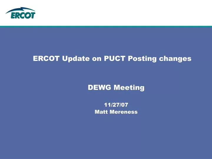 ercot update on puct posting changes