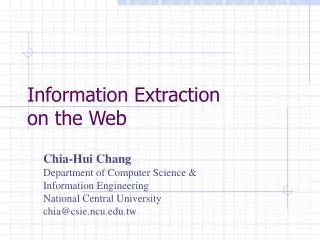 Information Extraction on the Web