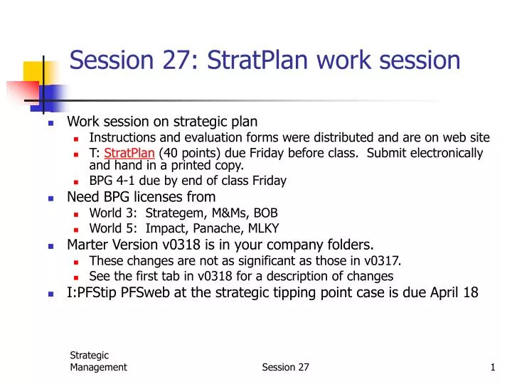 session 27 stratplan work session