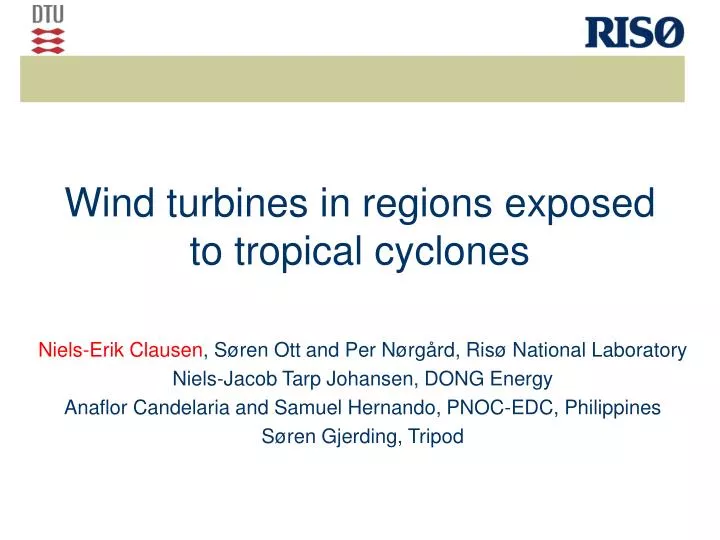 wind turbines in regions exposed to tropical cyclones