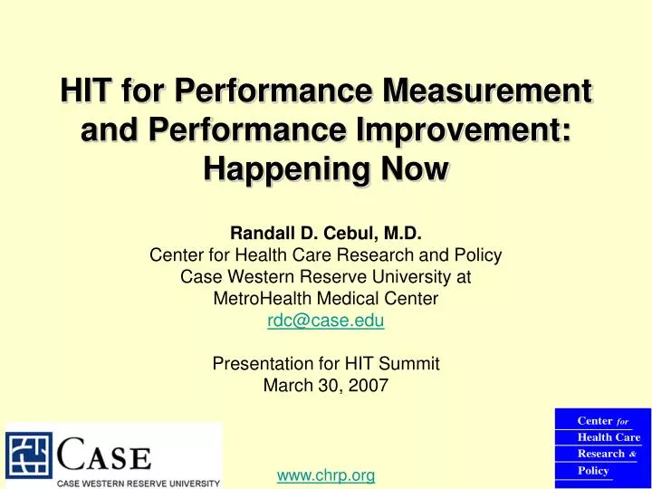 hit for performance measurement and performance improvement happening now