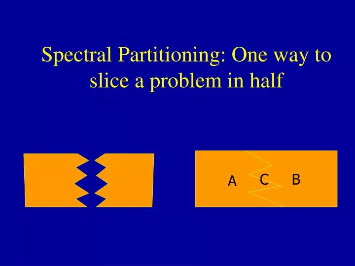 spectral partitioning one way to slice a problem in half