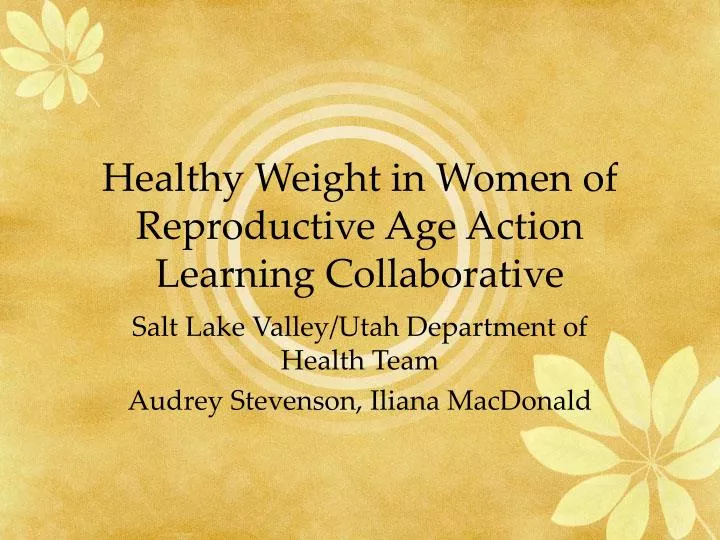 healthy weight in women of reproductive age action learning collaborative